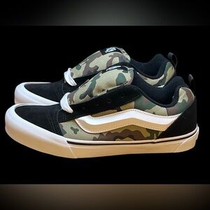 Size 6.5 Kids -‎ Vans Knu Skool Skate Shoes Camo Black /Green VN000EGCYJ7
